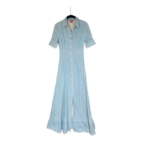 NWT Staud Joan Shirtdress in Light Wash Chambray  size 0 - Picture 4 of 10